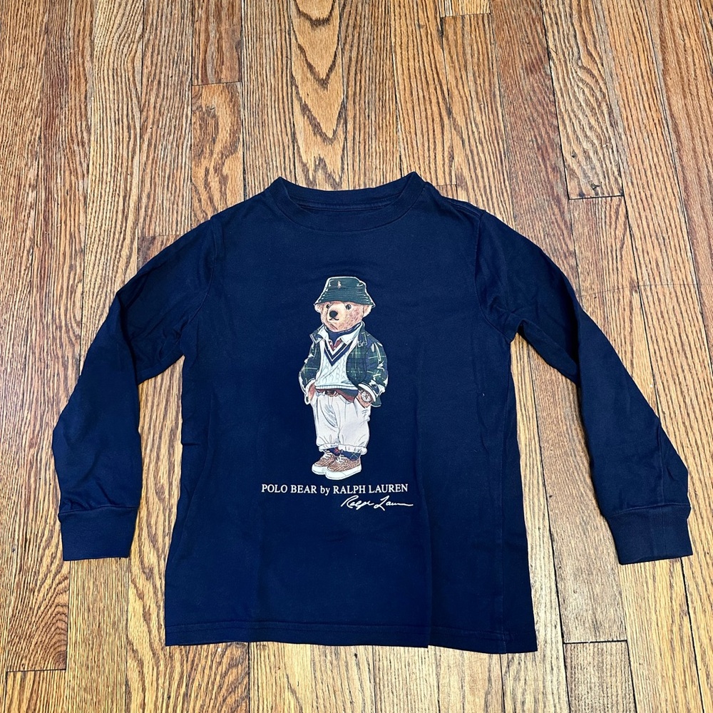 Ralph Lauren Kids Navy Blue Polo Bear Shirt
